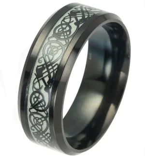 Tanyoyo Luminou Black Celtic Dragon Rings For Men Women stainless steel Luminou Glow Wedding Band Jewelry