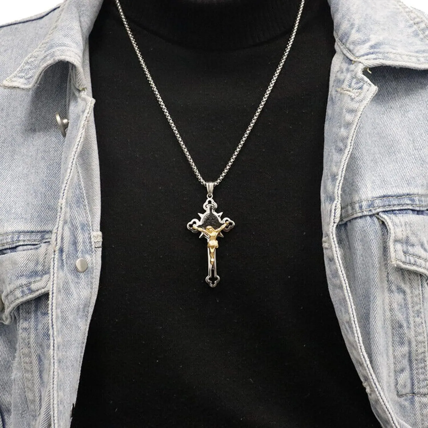 Tapp Collections Stainless Steel St Benedict Crucifix Cross Pendants Necklace INRI
