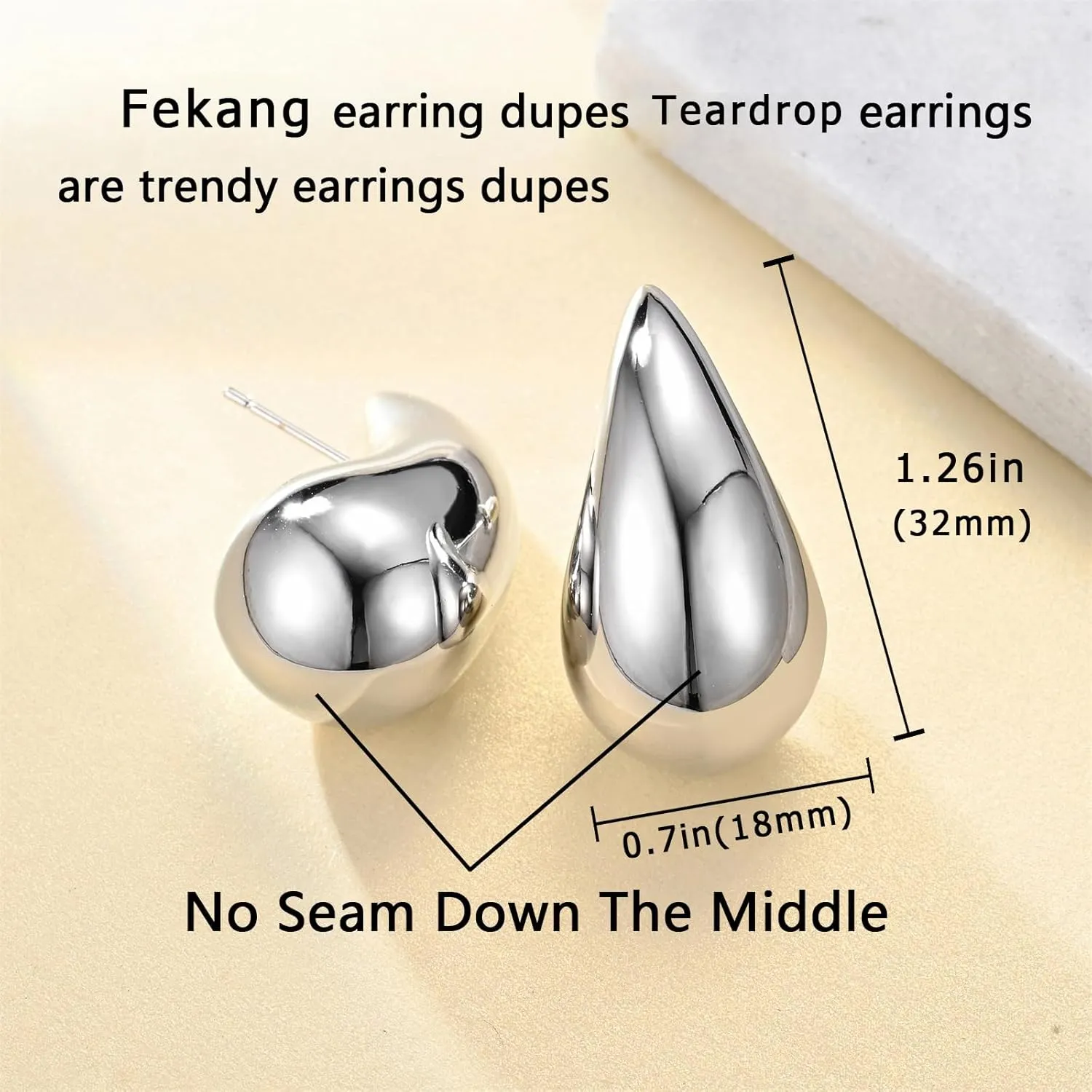 Teardrop Earrings Chunky Gold Hoop Earrings for Women Trendy Lightweight Earrings Hypoallergenic 18K Real Gold Plated Fashion Jewelry for Women