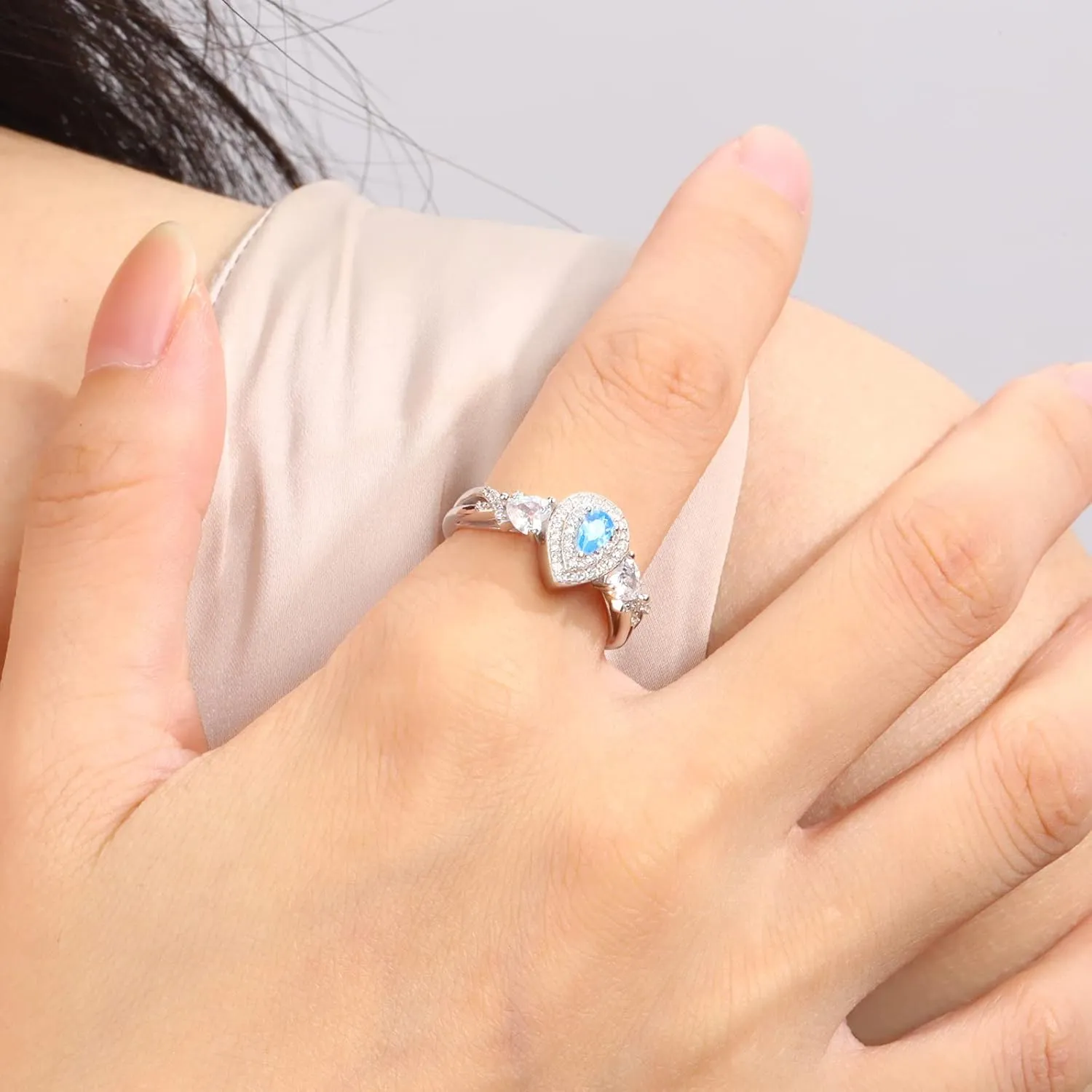 Teardrop Urn Rings for Ashes for Women - 925 Sterling Silver cremation jewelry Keepsake Hold Loved Ones Ashes,Memorial Wedding Ring for Girls (7)