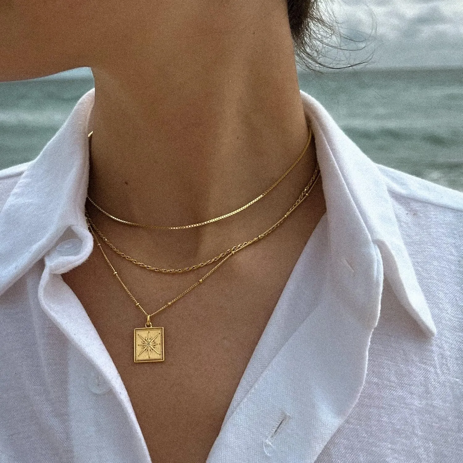 Tewiky Gold Chain Necklace for Women, 14k Gold Plated Thin Beaded Wave Box Chain Necklace Dainty Gold Necklace Simple Layered Gold Choker Necklaces Minimalist Gold Link Chain Necklace Trendy Jewelry for Women