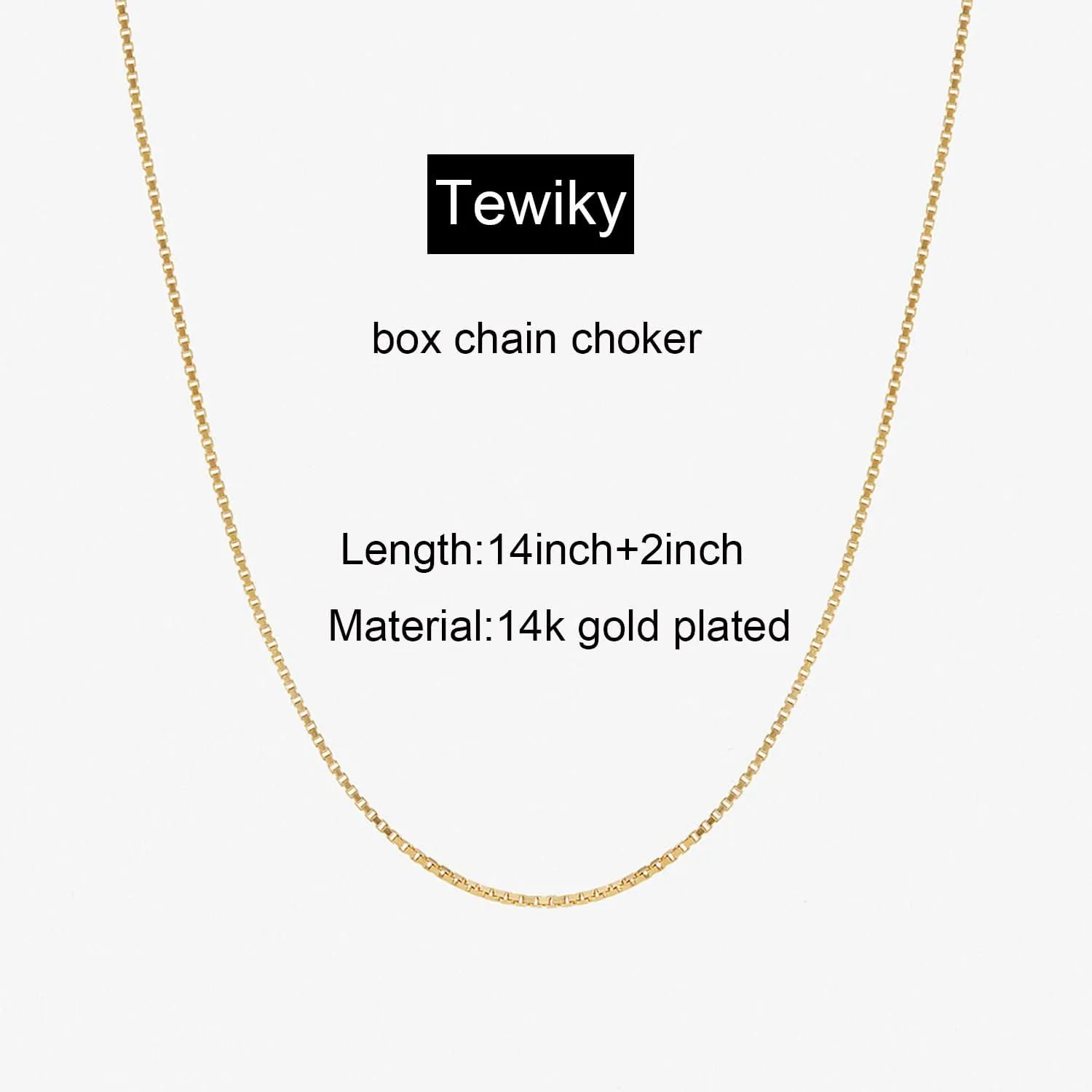Tewiky Gold Chain Necklace for Women, 14k Gold Plated Thin Beaded Wave Box Chain Necklace Dainty Gold Necklace Simple Layered Gold Choker Necklaces Minimalist Gold Link Chain Necklace Trendy Jewelry for Women