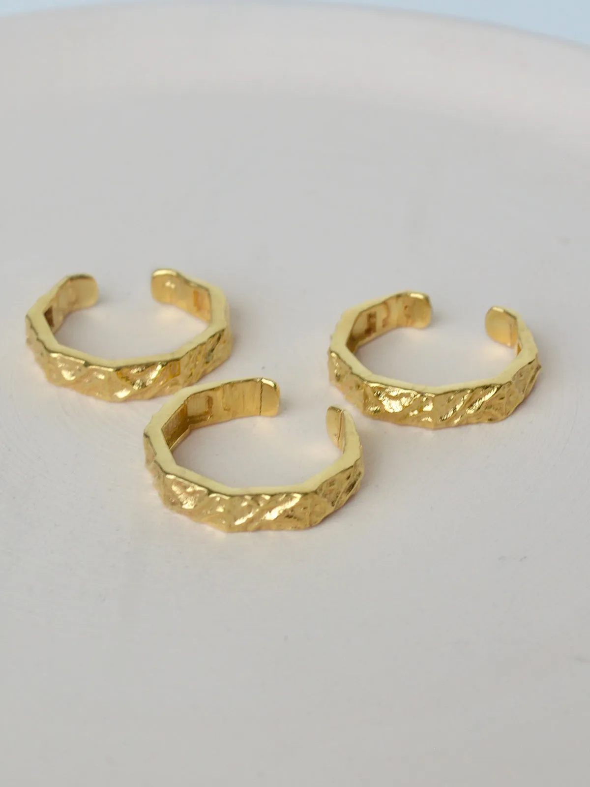 Textured Hexagonal Rings (Set Of 3)
