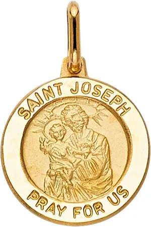 TGDJ 14k Yellow Gold Religious Saint Joseph Medal Charm Pendant