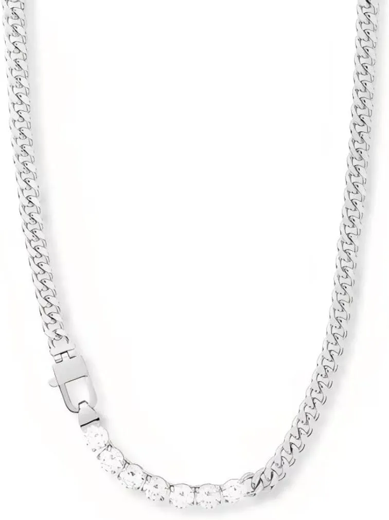 The Eliana Jane Zircon Chunky Necklaces For Women, Luxury Diamond Chain Tennis Necklace For Every Occasion, Elegant Claw Setting, 18in Trendy Iced Out Chain Necklace