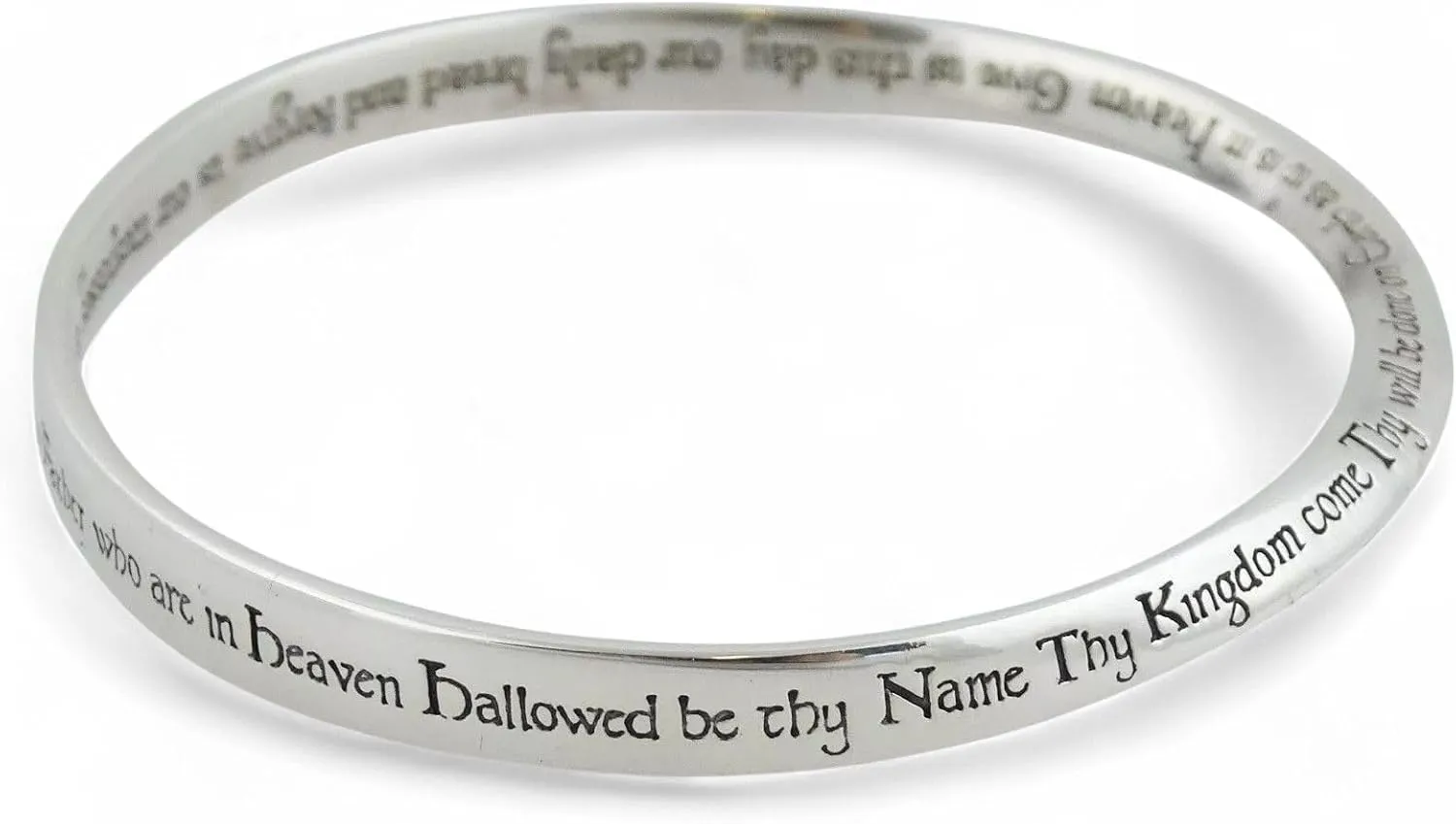 The Lord"s Prayer Mobius Bangle Bracelet - 925 Sterling Silver - Bible Cross - Sterling Silver Bracelet - Women's Jewelry Gifts - Mens Jewelry Gifts - Stylish Accessory