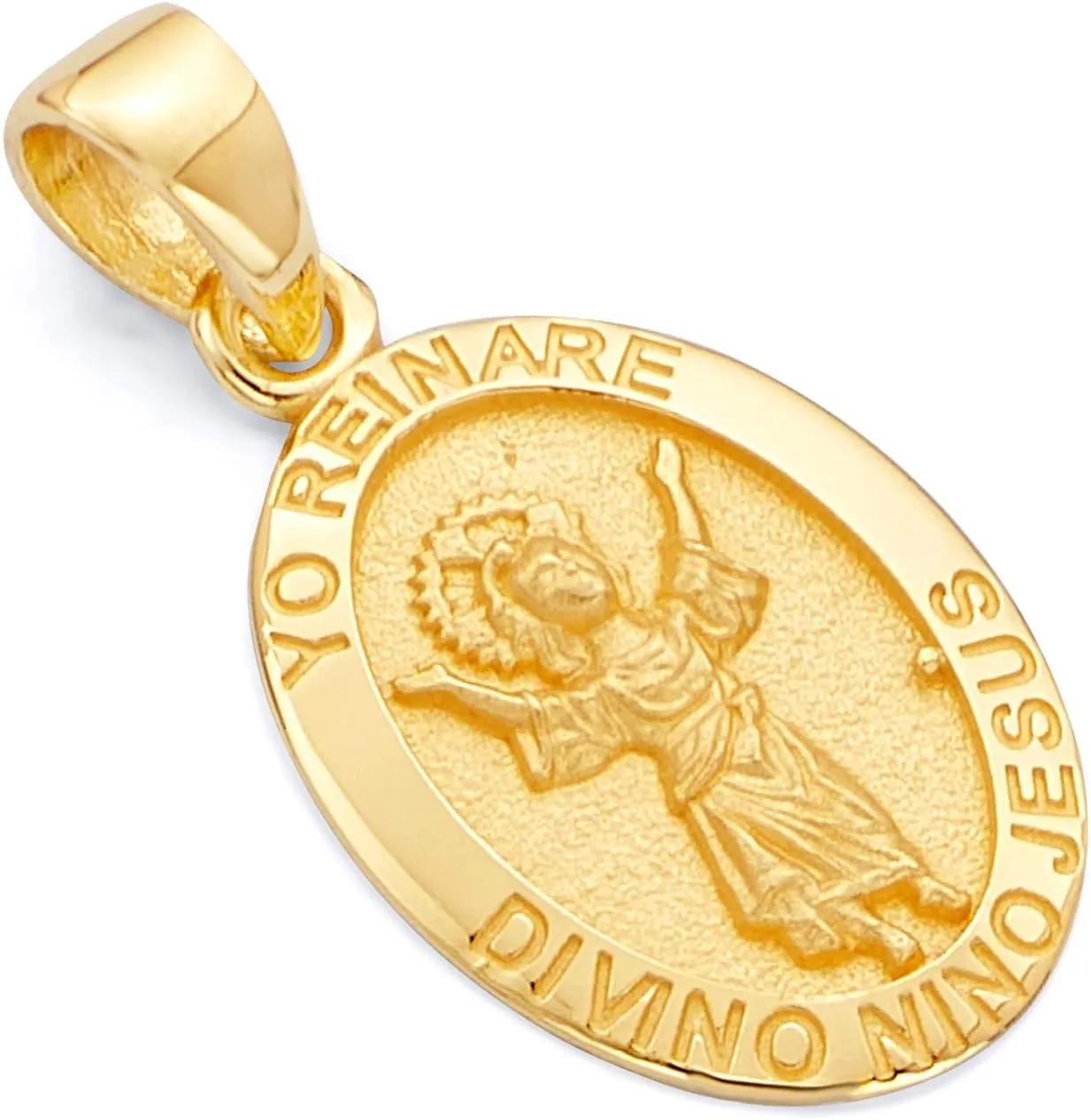 The World Jewelry Center TWJC 14k REAL Yellow Gold Divine Infant Jesus Charm Pendant (Size : 21 x 10 mm)