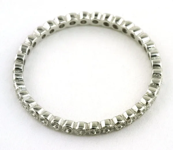 Thin Bezel Set Diamond Band .17ct Plat Size 6.75 Contemporary