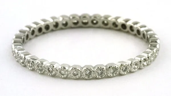 Thin Bezel Set Diamond Band .17ct Plat Size 6.75 Contemporary