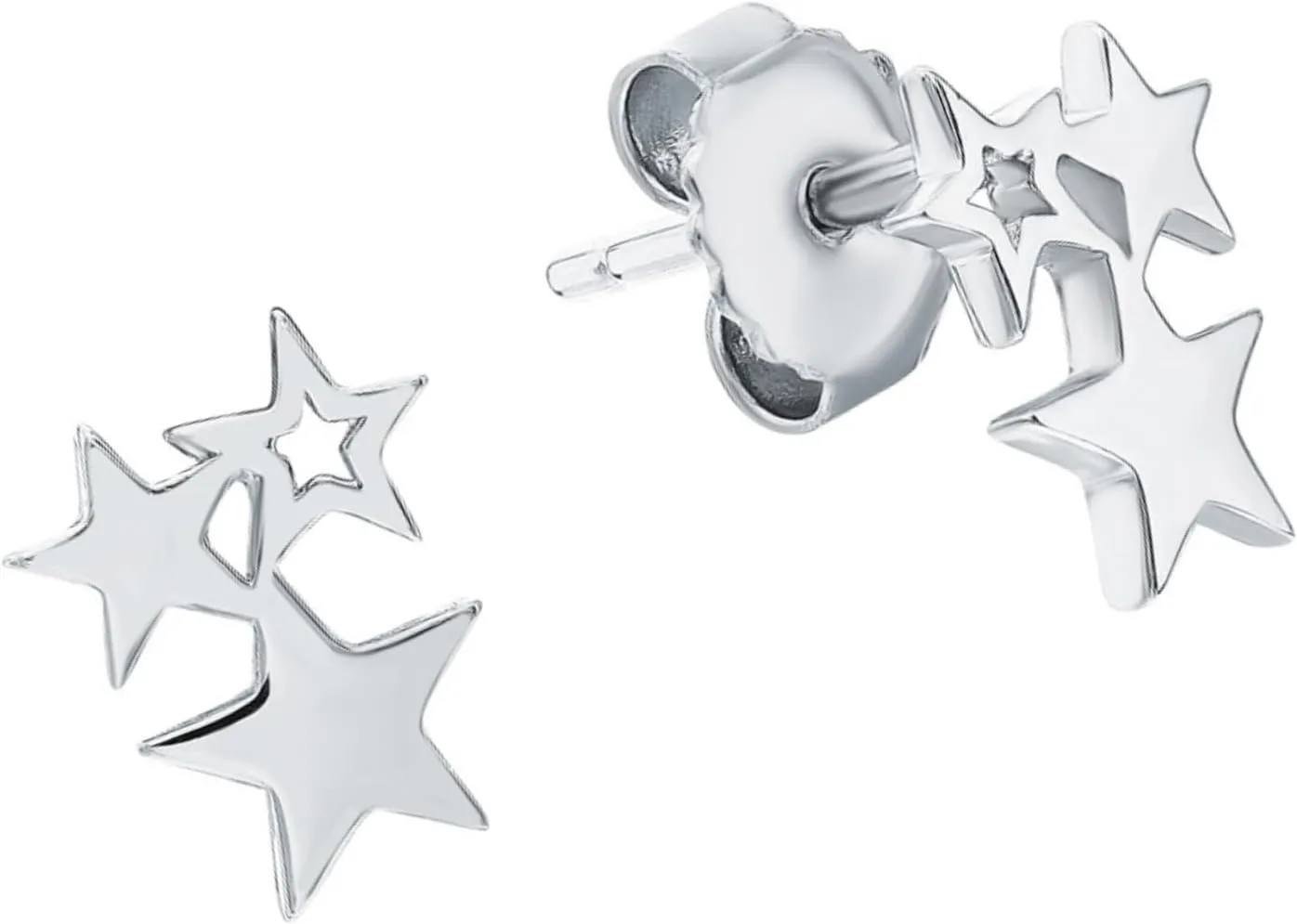 Three Star Stud Earrings  10K and 14K Gold Plain Ear Studs, Celestial Cluster Jewelry, Minimalist Womens Jewelry, Elegant Gift for Her