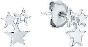 Three Star Stud Earrings  10K and 14K Gold Plain Ear Studs, Celestial Cluster Jewelry, Minimalist Womens Jewelry, Elegant Gift for Her