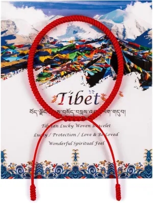 Tibetan Lucky Red String Woven Bracelet for Protection Men Women Good Luck Red Thread Bracelet Handmade Knots Red Black Cord Rope Bracelet Adjustable