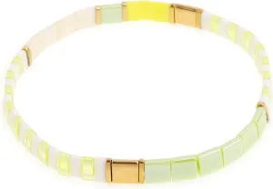 Tila Flat Beaded Stretch Bracelets for Women, Trendy Unique Handmade Stackable Green Blue Square Beads Miyuk Link Bracelet Summer Jewelry Gift