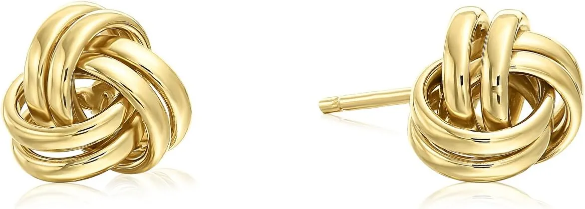 Tilo Jewelry 14k Gold Polished Love Knot Stud Earrings - 7mm- Push Back