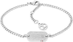 Tommy Hilfiger Women's Jewelry - Stainless Steel Chain Bracelet with Crystals and Lobster Closure - Adjustable/Self Sizing - Perfect for Layering - Classic Jewelry for Everyday Wear - Gift for Her