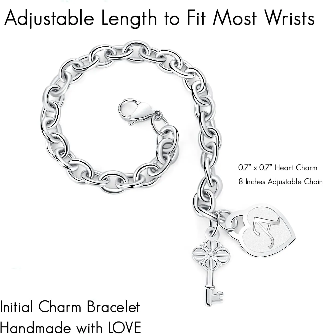 TONY & SANDY Initial Charm Bracelets for Girls Women Stainless Steel A-Z Bracelet Personalized Gifts Birthday Graduation Easter Basket Stuffers for Teen Girls Jewelry (Various Design)