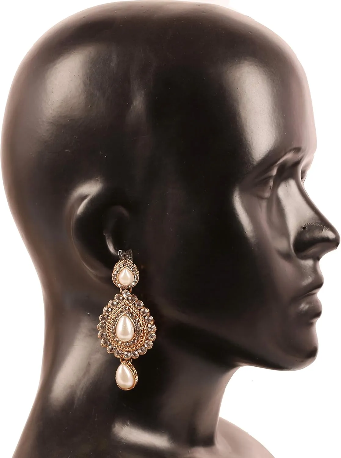 Touchstone Indian Bollywood Desire Contemporary Diamond Look Rhinestone Designer Jewelry Chandelier Earrings In Antique Gold Tone For Women