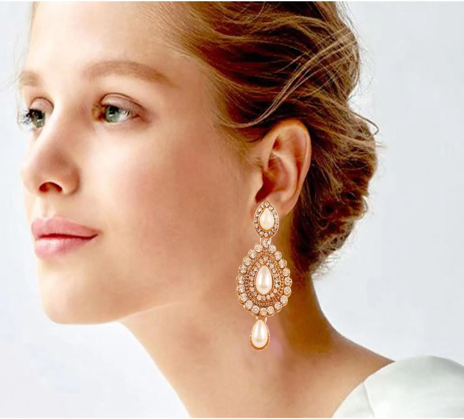 Touchstone Indian Bollywood Desire Contemporary Diamond Look Rhinestone Designer Jewelry Chandelier Earrings In Antique Gold Tone For Women