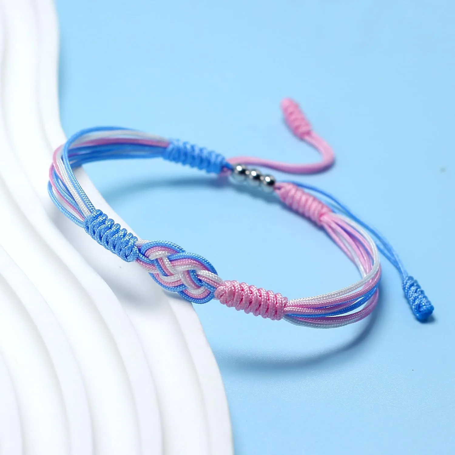 Transgender Infinity Bracelet, Trans Pride Bracelet, LGBTQIA  Pride Love Wrist Wrap Bracelet, Surfer Bracelet, Boho Rope Bracelet Bangles for Women Men Him Her (Transgender)