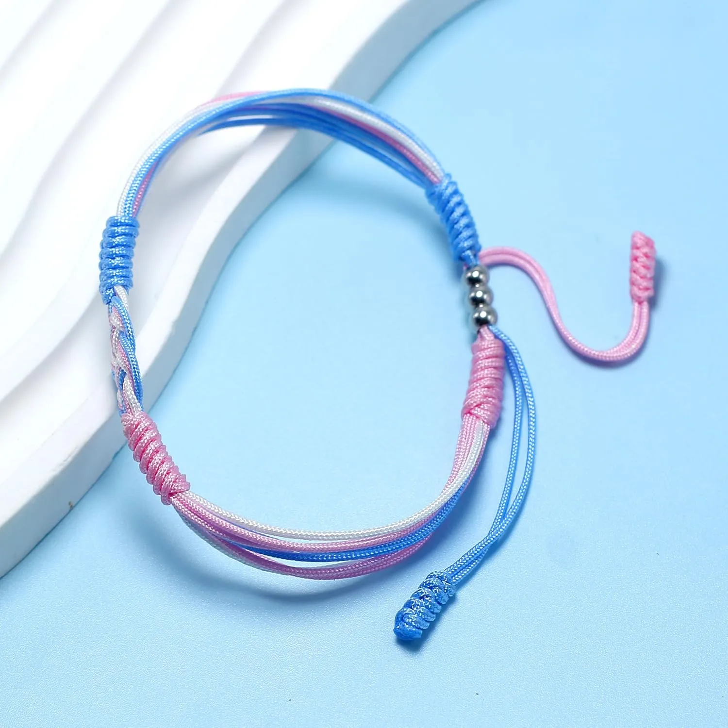 Transgender Infinity Bracelet, Trans Pride Bracelet, LGBTQIA  Pride Love Wrist Wrap Bracelet, Surfer Bracelet, Boho Rope Bracelet Bangles for Women Men Him Her (Transgender)
