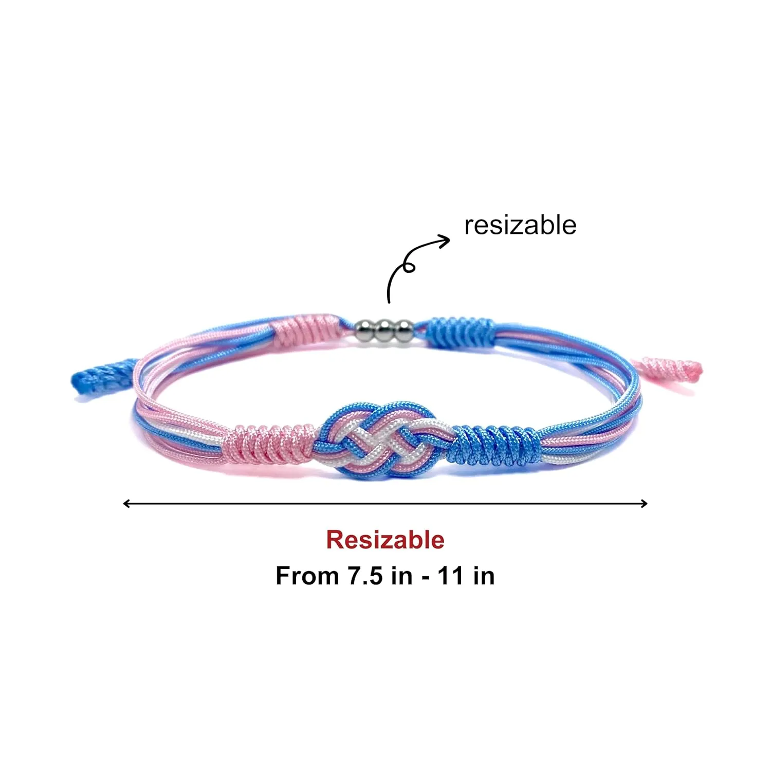 Transgender Infinity Bracelet, Trans Pride Bracelet, LGBTQIA  Pride Love Wrist Wrap Bracelet, Surfer Bracelet, Boho Rope Bracelet Bangles for Women Men Him Her (Transgender)