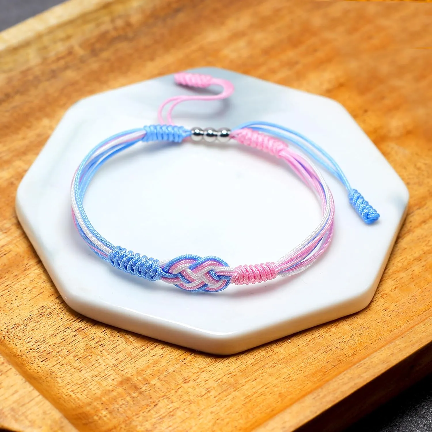 Transgender Infinity Bracelet, Trans Pride Bracelet, LGBTQIA  Pride Love Wrist Wrap Bracelet, Surfer Bracelet, Boho Rope Bracelet Bangles for Women Men Him Her (Transgender)