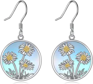 Tree of Life/Hummingbird/Daisy/Butterfly/Lotus Earrings 925 Sterling Silver Filigree Flower Dangle Earrings Jewelry Gift for Women
