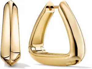 Triangle Hoop Earring for Women 14K Gold Plated Thick Chunky Geometry Earrings (Gold and Silver)
