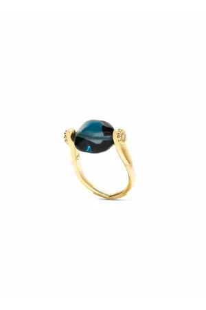 Tumbler Ring Dark Blue Topaz