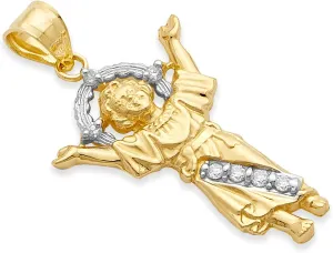 TWJC 14k REAL Two Tone Gold CZ Religious Divine Infant Jesus Charm Pendant