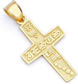TWJC 14k REAL Yellow Gold Religious "Jesus" Cross Charm Pendant
