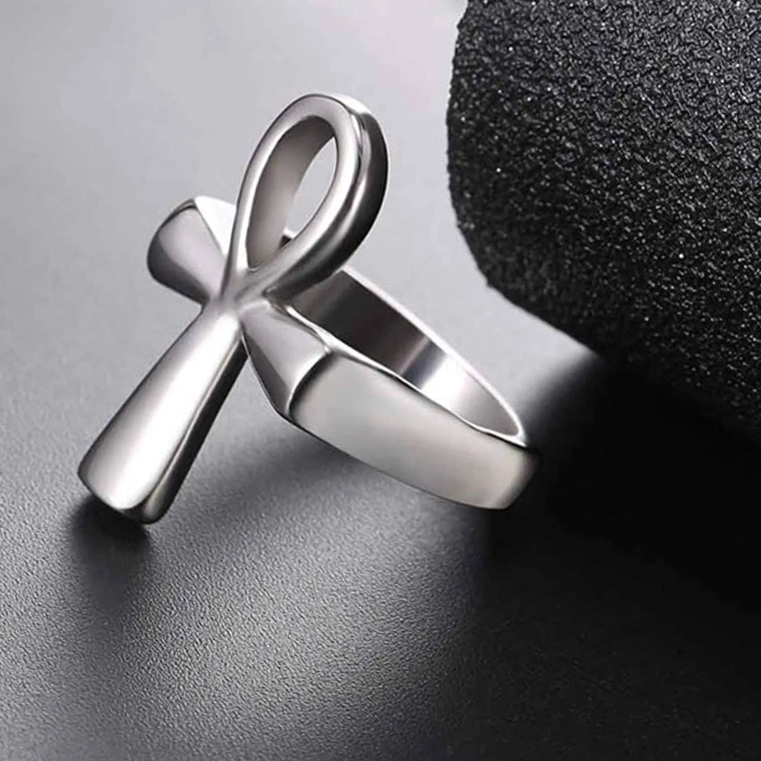 U7 Jewelry Ankh Rings Ancient Egyptian Eye of Ra Horus Ring Stainless Steel/Gold Plated/Black Color Egypt Symbol Rings for Men Women