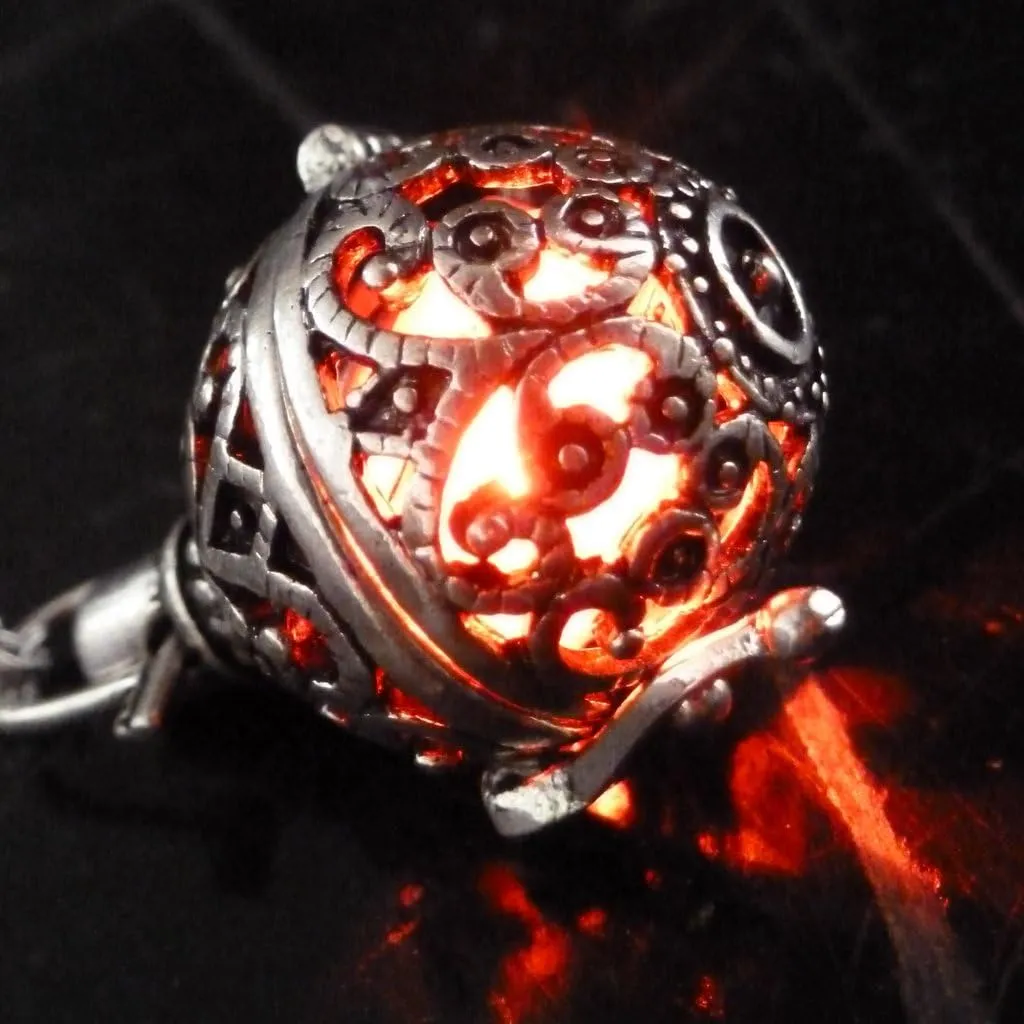 UMBRELLALABORATORY Steampunk FIRE Necklace - Pendant Glow Locket - Great Gifts for women, Mother, Father, cute magical Jewelry