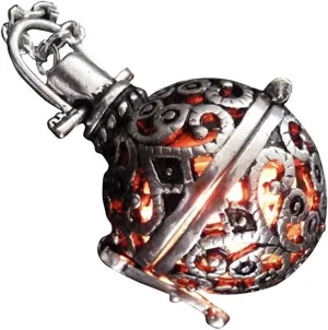 UMBRELLALABORATORY Steampunk FIRE Necklace - Pendant Glow Locket - Great Gifts for women, Mother, Father, cute magical Jewelry