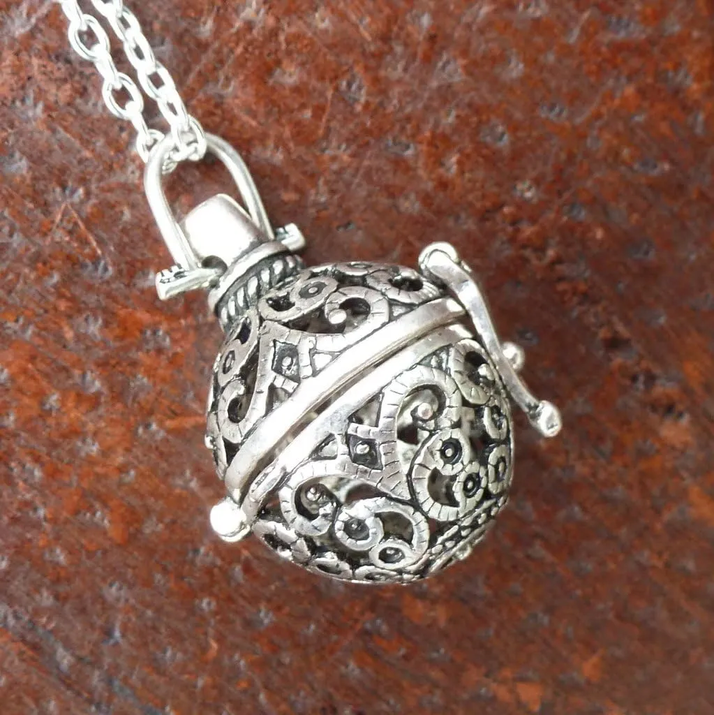 UMBRELLALABORATORY Steampunk FIRE Necklace - Pendant Glow Locket - Great Gifts for women, Mother, Father, cute magical Jewelry
