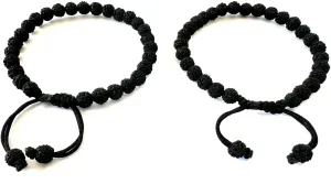 Unisex-Adult Panchmukhi Rudraksha Bracelet For prayer, 6 mm, Black, Set of 2