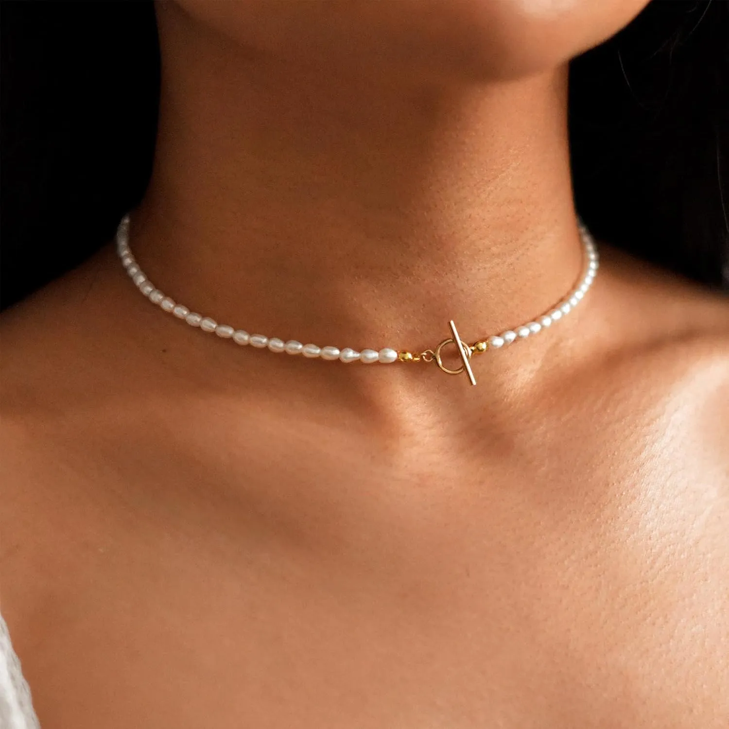 Ursteel Dainty Initial Necklaces for Women Trendy - Layered Pendant Necklace, Gold Pearl Initial Necklace, Letter Chain Necklace, Gold Jewelry for Women, Personalized Gifts for Women
