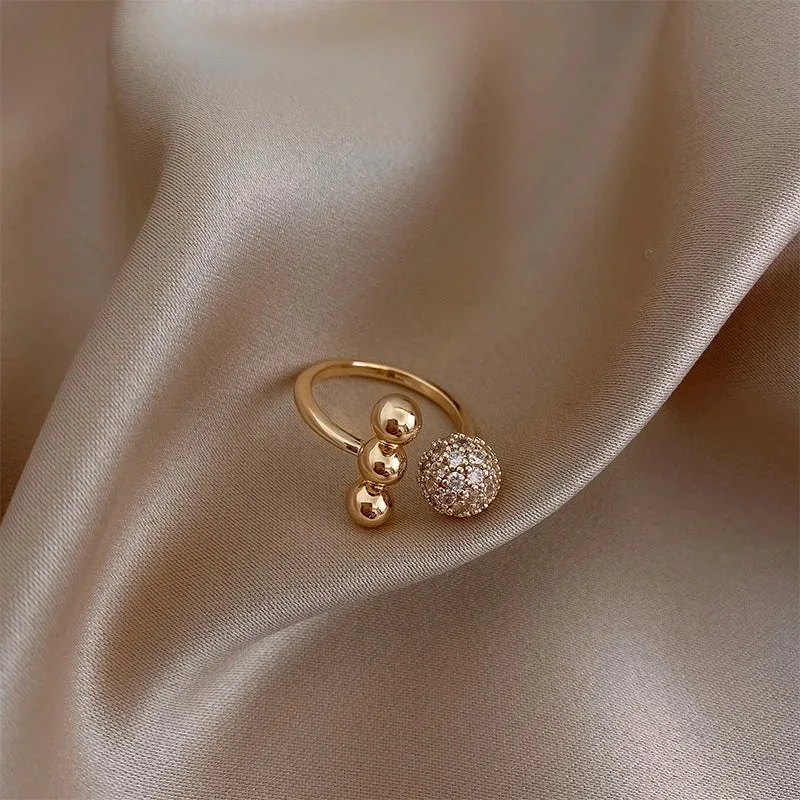 VAIGE Classic Zircon Circle Open Ring - Chic Brass Design with Semi-Precious Stone for Wedding and Party Accessories