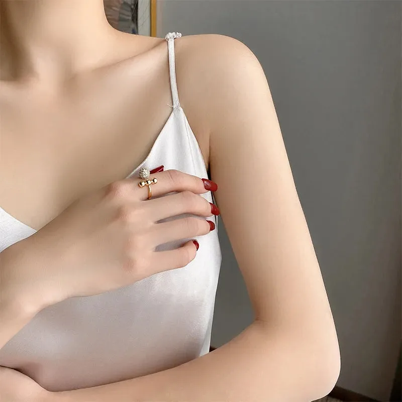 VAIGE Classic Zircon Circle Open Ring - Chic Brass Design with Semi-Precious Stone for Wedding and Party Accessories