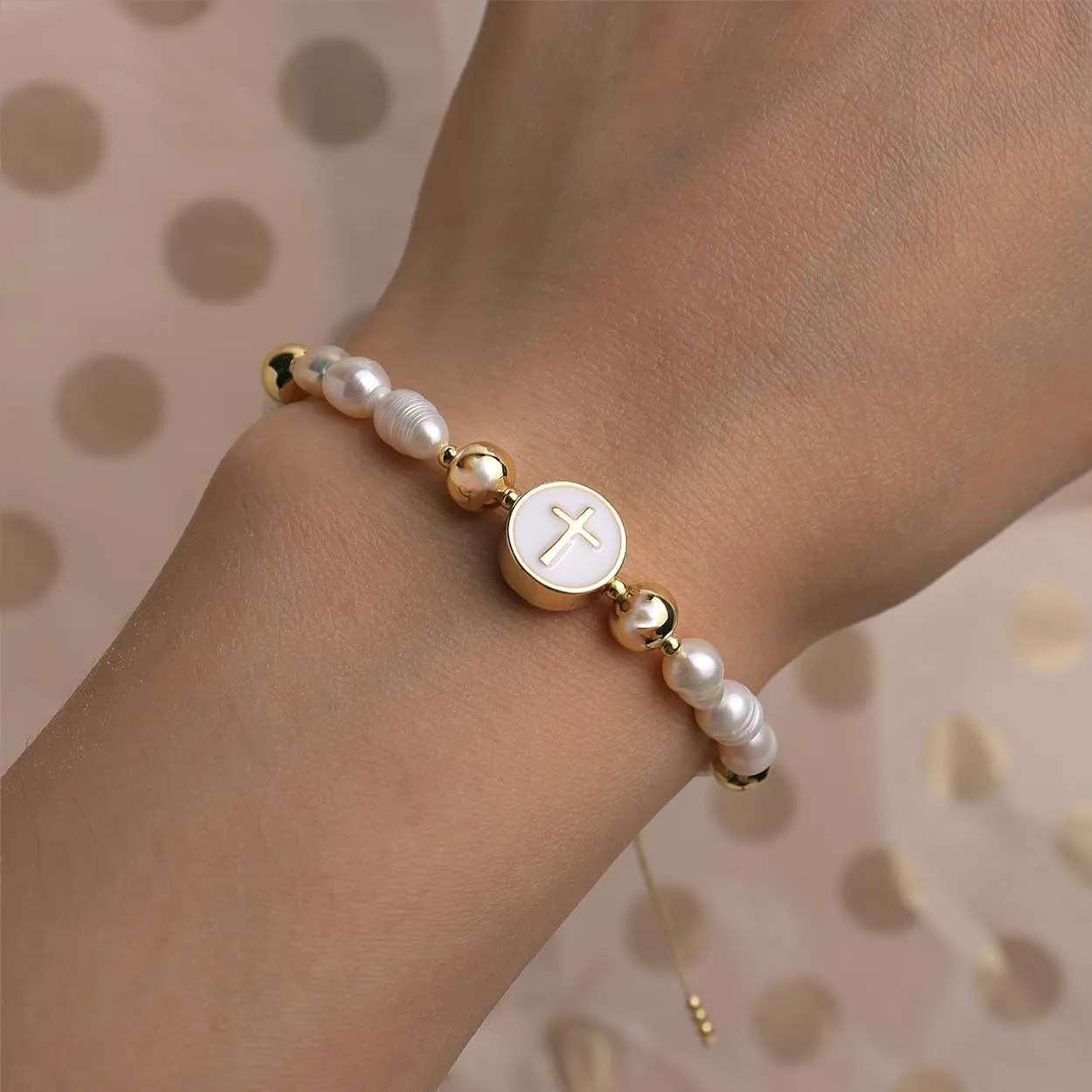 Valentines Day Boho Baroque Pearl Beaded Friendship Strand Bracelets for Women Charm Cross Heart Star Handmade Adjustable Rope Gold Ball Beads Bohemian Stackable Bracelet Jewelry Gift