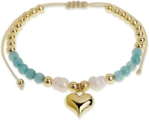 Valentines Day Boho Baroque Pearl Beaded Friendship Strand Bracelets for Women Charm Cross Heart Star Handmade Adjustable Rope Gold Ball Beads Bohemian Stackable Bracelet Jewelry Gift