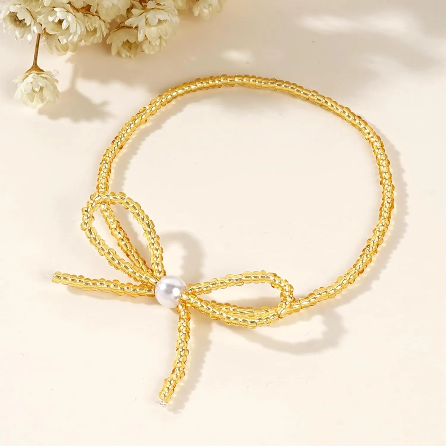 Valentines Day Gold Beaded Initial Friendship Stretch Bracelets for Women Trendy Boho White Cross Heart Letter Name Stackable Beads