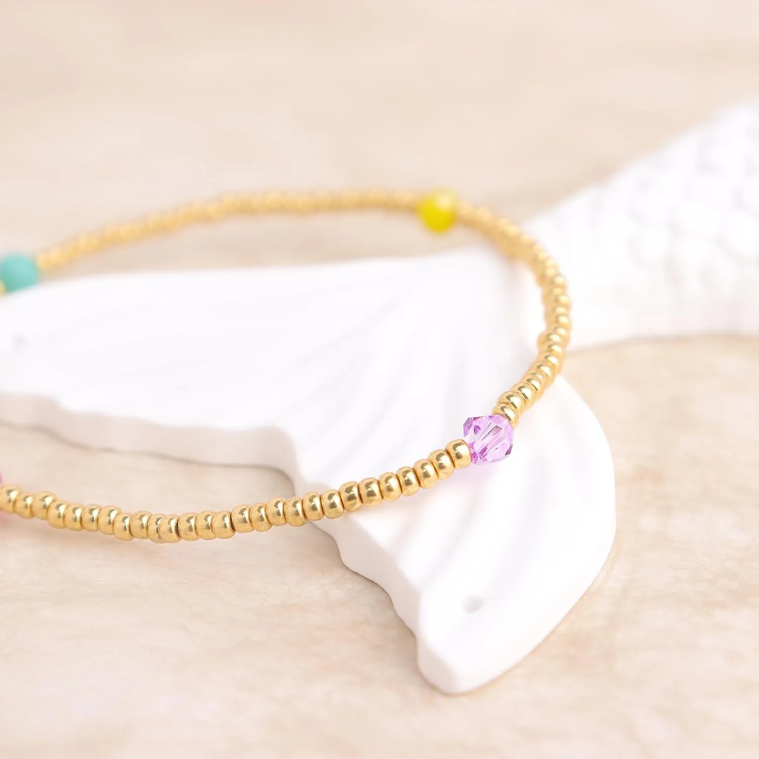 Valentines Day Gold Beaded Initial Friendship Stretch Bracelets for Women Trendy Boho White Cross Heart Letter Name Stackable Beads