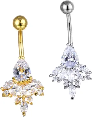 VALICLUD 2pcs Belly Button Navel Rings Durable Piercing Jewelry 3a Zirconia Accessory