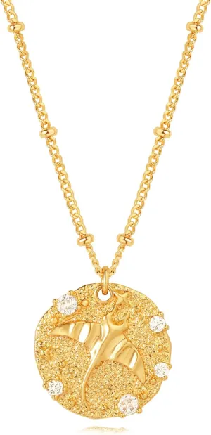 Valloey Rover Gold Necklace for Women 14K Gold Plated Pendant Neckalce Simple Dainty Satellite Chain Necklace Jewelry Gift for Women