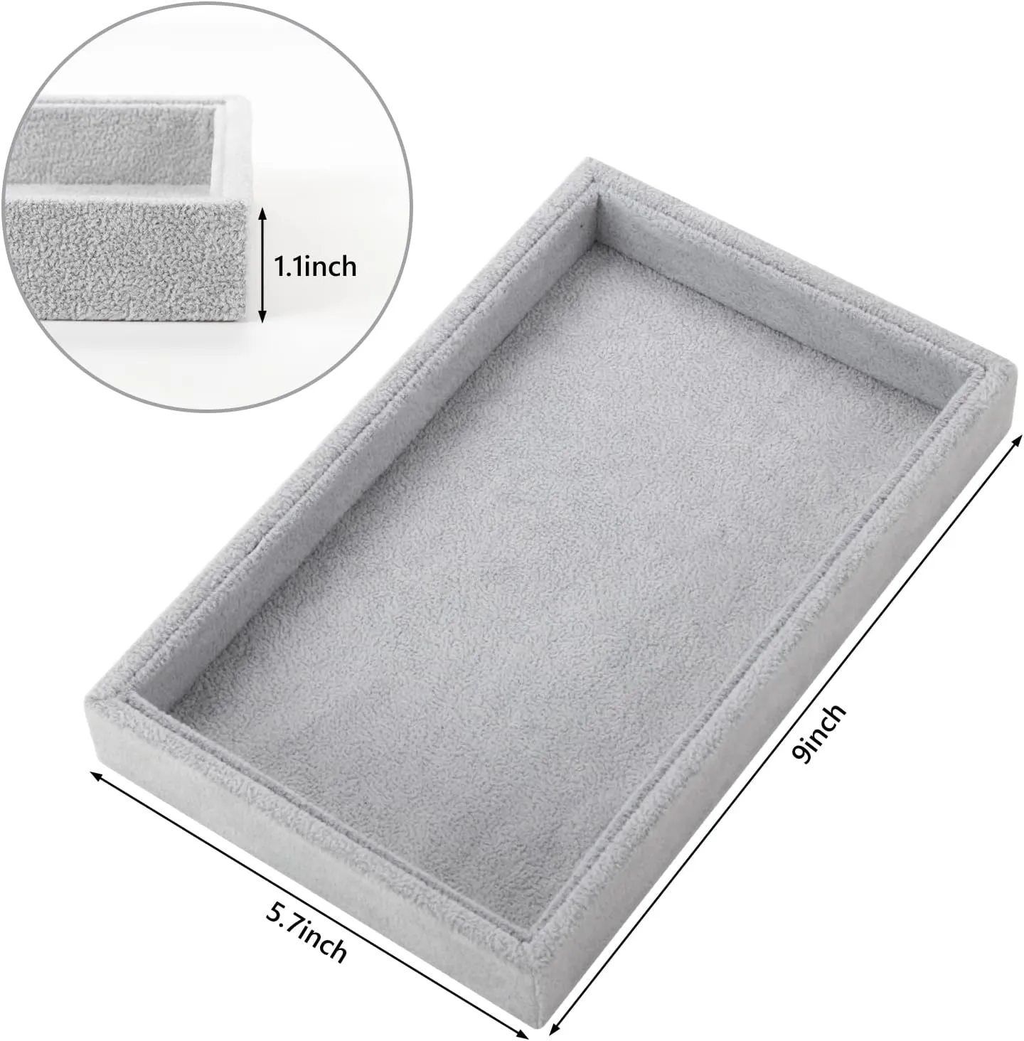 Valyria Velvet Jewelry Tray, Stackable Showcase Display Organizer for Ring Earring Necklace Pendants Bracelet (Grey)