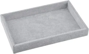 Valyria Velvet Jewelry Tray, Stackable Showcase Display Organizer for Ring Earring Necklace Pendants Bracelet (Grey)