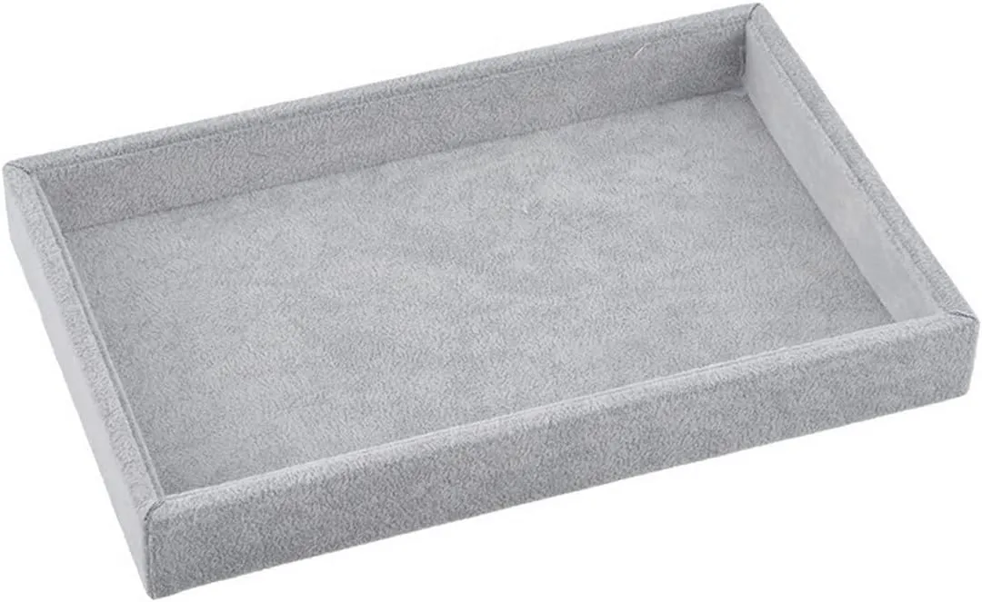 Valyria Velvet Jewelry Tray, Stackable Showcase Display Organizer for Ring Earring Necklace Pendants Bracelet (Grey)