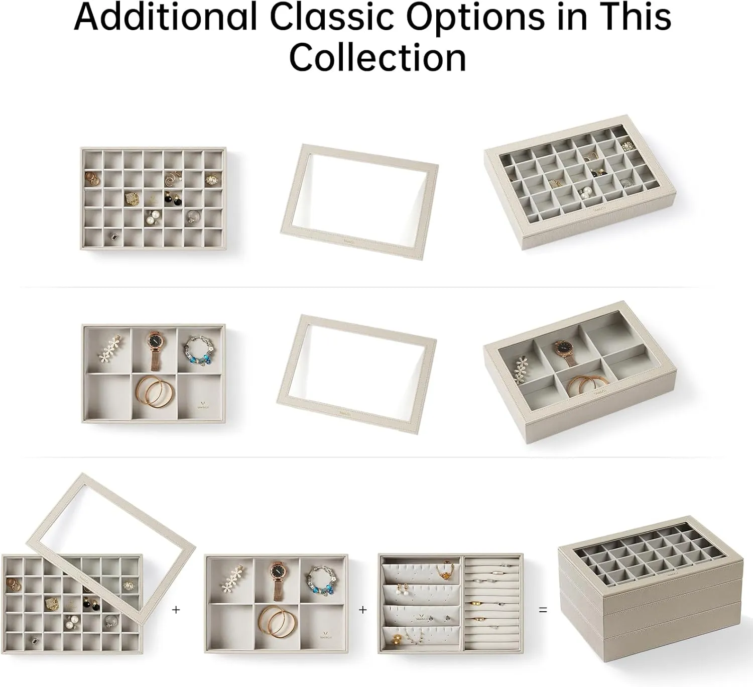 VEE&CO. Jewelry Holder Organizer Tray, 35 Grid with Lid Pink, Sturdy Wooden Frame Earring Organizer, Extra Large Space for Studs, Rings, Necklaces, Gift