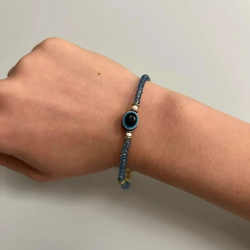 VIE Evil Eye Bracelet, White Beads
